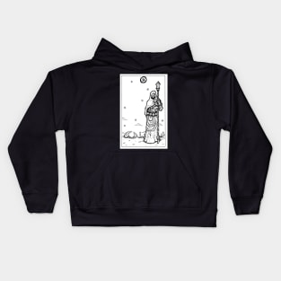 Black and White Tarot Hermit Kids Hoodie